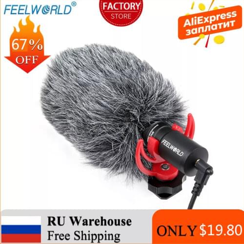 FEELWORLD FM8 Mini 3.5mm Condenser Phone Video Camera Interview Microphone for Youtube Phone Canon DSLR Zhiyun Stabilizer