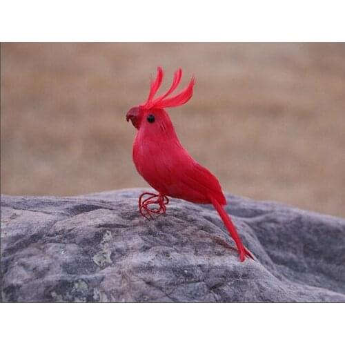 Small cute simulation parrot model foam&furs red bird toy gift about 18cm 3023