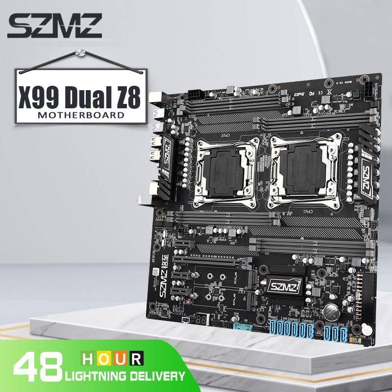 SZMZ X99 Dual Z8 CPU Motherboard Socket LGA 2011 V3 Mother Board Support Intel Xeon E5 2678 2680 2620 2650 V3 V4 Base Plate x99