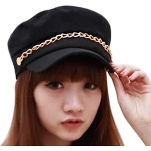 Fashion Women Hats Solid Color Chain Baseball Cap Girl Autumn Ladies Casual Sun Caps -MX8