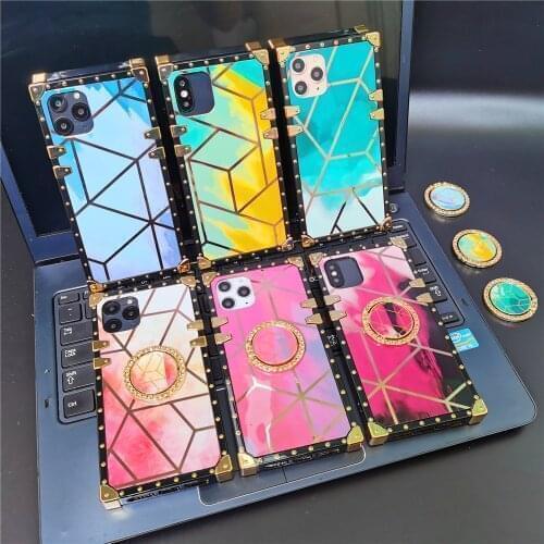 Fashion Geometric Colorful Case for LG Stylo 7 6 4 Stylo7 Stylo5 K51 K61 Stylo 5 Watercolor Vintage Square Smooth Gold Cover