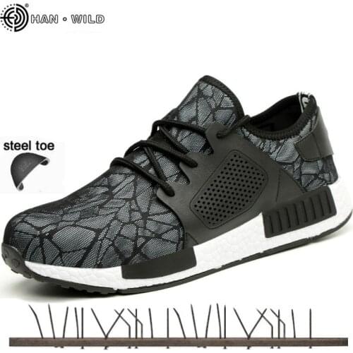 Safety Shoes Mens Steel Toe Cap Breathable Lightweight Anti-smashing Stab-resistant plus size 48 Casual Work Shoes Men