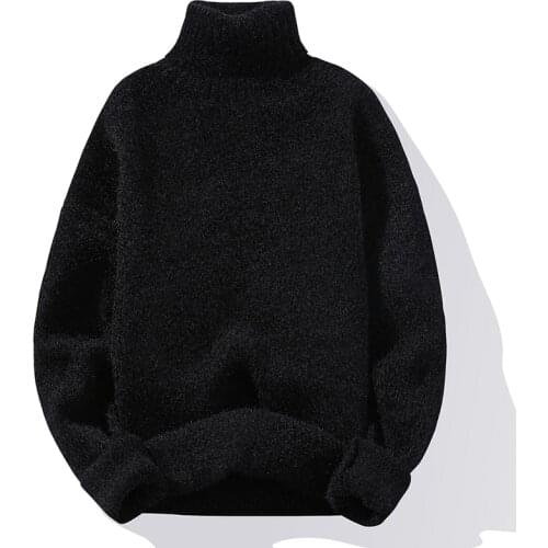 Mens Sweater Solid Color Turtleneck Sweater Men Knitted Pullovers Winter Mens Knitted Sweater Causal Pullovers Man Clothes