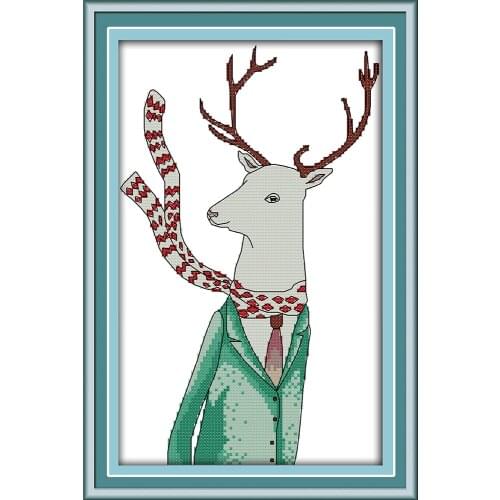 Mr. deer cross stitch kit aida 14ct 11ct count printed canvas stitches embroidery DIY handmade needlework