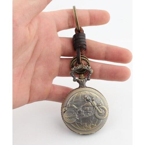 New Motorcycle Watch Key Chain Women Men Vintage Pocket Watch Car Keychain Bags Hot Key Ring gift Jewelry For Women Men