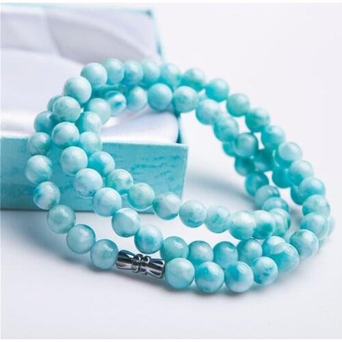 Genuine Blue Water Pattern Natural Larimar Necklace Woman Men Healing Gemstone Natural Stone Chokers Necklace 7mm