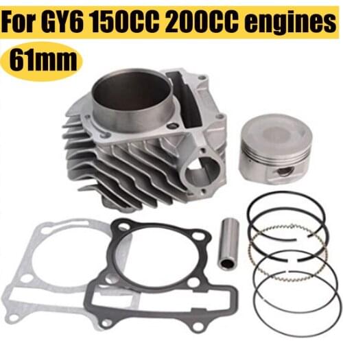 61mm Motorcycle Big Bore Cylinder Piston Ring Gasket For GY6 150CC 200CC Engines Aluminum Alloy Replacement Accessories