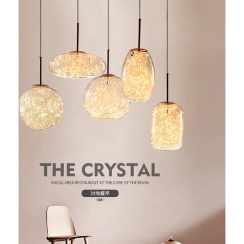 Nordic restaurant chandelier lighting starry glass hanging lamp modern minimalist bedroom bedside bar coffee shop bar chandelier