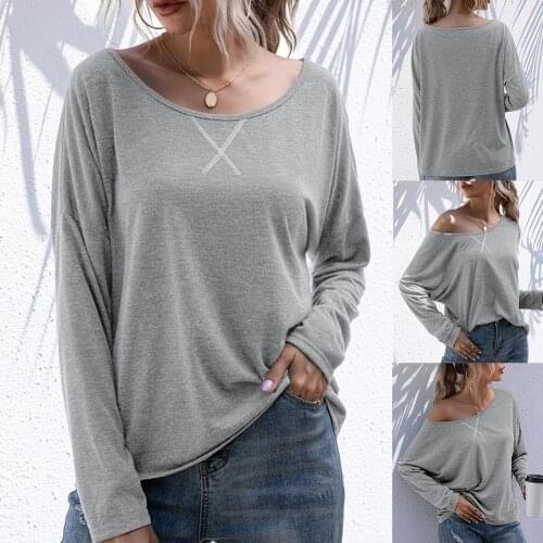 Casual Women Pullover Long Sleeve Cross Embroidered Loose Leisure Blouse Sweatshirt