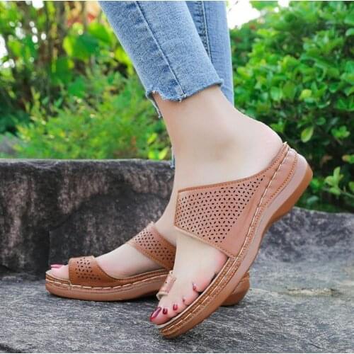 Luxury Designer Woman Summer Leather Vintage Sandals Buckle Casual Sewing Women Shoes Female Ladies Platform Retro Sandalias New