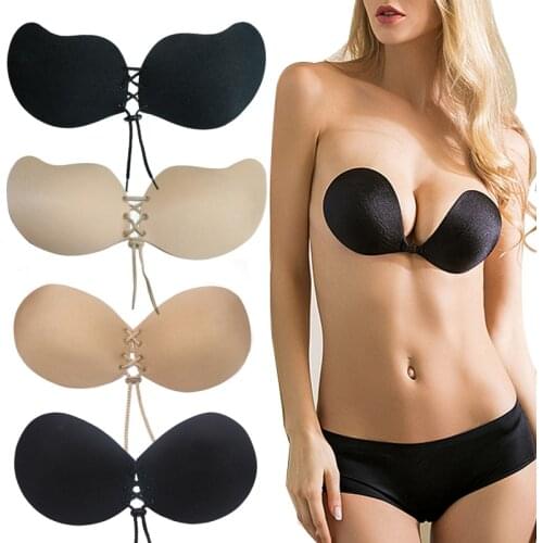 Sexy Push Up Bra Backless Strapless Bra Seamless Adhesive Invisible Silicone Bras Underwear for Women Ladies Girls Wedding