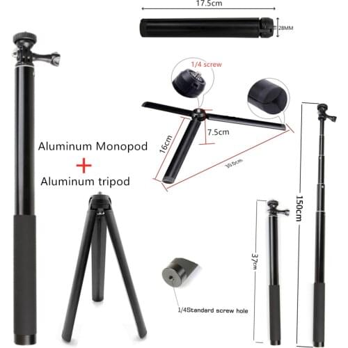 Anordsem Aluminum Monopod Tripod Mount Extension Rod For Gopro Hero 9 Hero8 7 6 5 4 3 XiaomiYI 4k sj EKEN For Gimbal Stabilizer