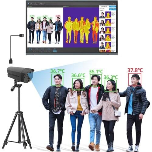 Smart multi-person body temperature screening high temperature recognition camera