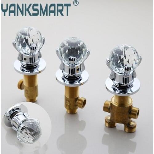Bathroom Basin Faucets Control Valve Brass Diamond Mixer Switch Three Handle Taps Valve Mixer Mixer Deck Mounted Shower Switch