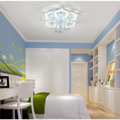 Modern LED K9 Crystal Ceiling Light Lamp Decor Fixture for Living Room Bedroom Dining Room Adjustable Brightness 24/48/72/110W S