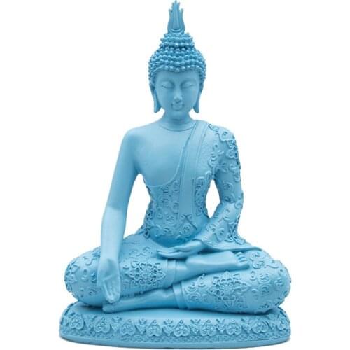 [VIP] Thailand Blue Buddha Statue Ornaments Indian Buddha Sculpture Creative Feng Shui Resin Home Decoration Accessories