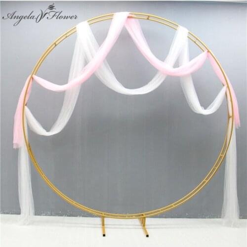 Wedding props arch party backdrop iron arch flower stand double round ring arch frame decorative artificial flower arch outdoor