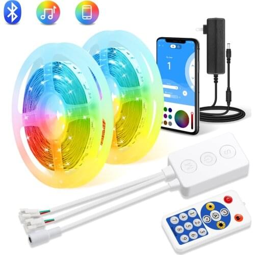 RGB IC LED Strip Light Bluetooth Music APP Control WS2811 Flexible Multicolor Led Light for Room Bedroom Party 5M/10M/15M/20M