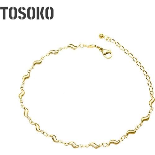 TOSOKO Stainless Steel Anklet Mischievous Pepper And Dolphin Multi Accessories Chain Womens Fashion Jewelry BSS078