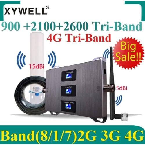 Tri-Band 900/2100/2600mhz CellPhone Amplifier 4G Cellular Repeater 2G 3G 4G Cellular Amplifier 4G Signal Booster GSM UMTS LTE