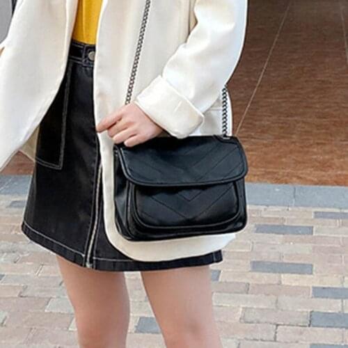 USOUL Women Shoulder Bag Fashion Small Chain Sling Bags Woman Black PU Leather Crossbody Bag Handbag For Girls Bolsa Feminina