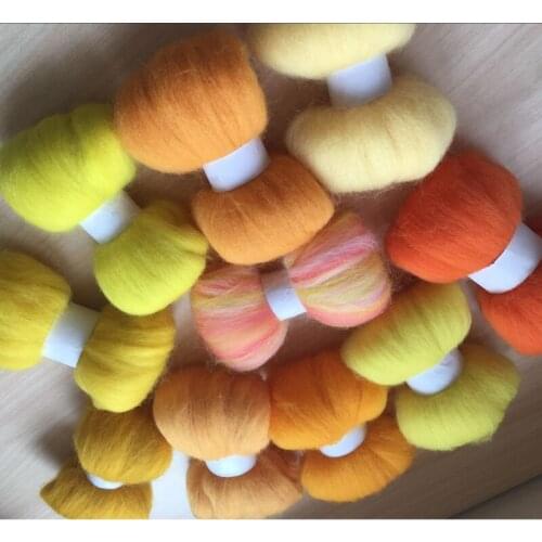 10g/bag Wool Fiber for felting African Fabrics Wool Roving 10Colors Doll Needlework Felt DIY Project Wool Fibre Roving Kit