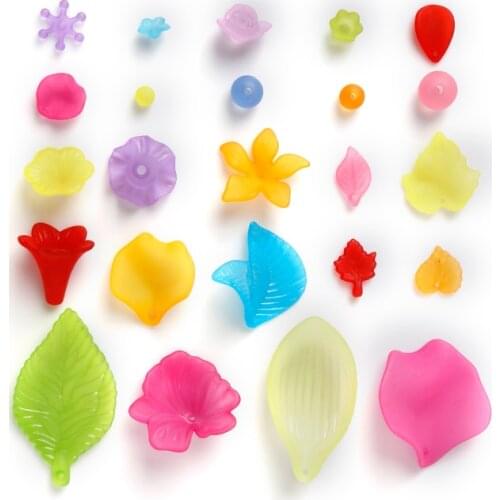 High Quality Wholesale Fashion Mixed Flower/Leaf Frosted Acrylic Spacer Beads Caps For DIY Fashion Jewelry Necklace Bracelet