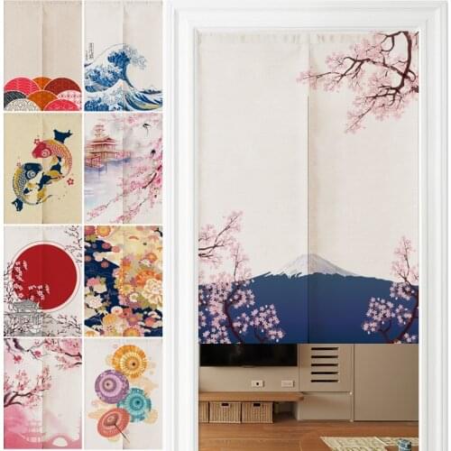 Japanese Ukiyo-e Linen Door Curtain Noren Bedroom kitchen Curtains Home Entrance decoration Customizable curtain
