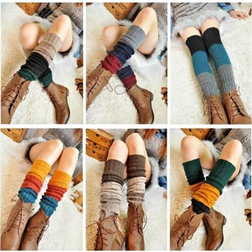 1PCS Retail Fashion Multi Colour Stripes Knitted Leg Warmers for Women Boot Socks Polainas Gaiters Feminino High Leg Warmer