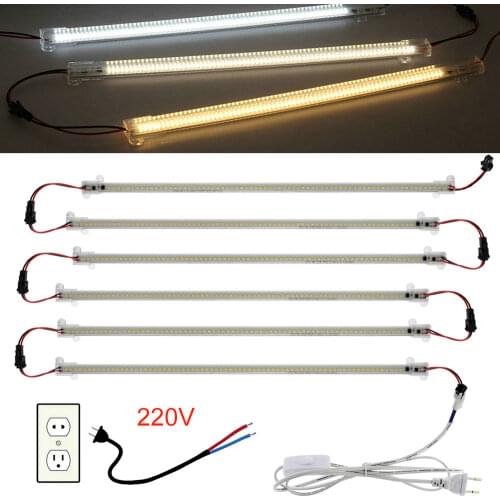 1-6X LED Bar Light Rigid Strip Under Cabinets 72 LED Floodlight Tube Lightbar AC 220V for Home Kitchen Indoor Lighting Backlight