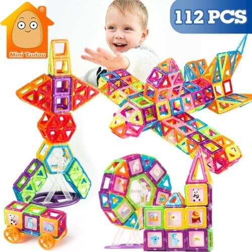 112PCS Mini Magnetic Designer Construction Set Model & Building Plastic Magnetic Blocks Educational Toys For Kids Gift