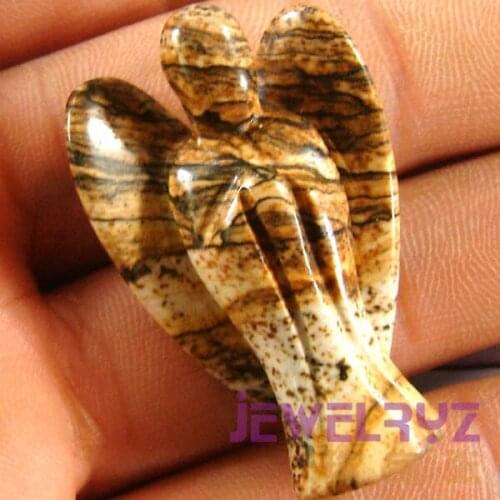 2020 New ! Fashion Natural Beautiful Picture stone Angel Charms Statue Carved Angel Figurine With Wing Pendant Stone Pendants