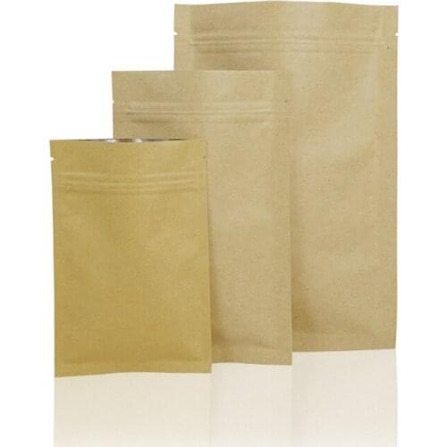500pcs/LOT 10*15CM Kraft paper stand up zipper ziplock bag food coffee candy gift packing bags seal sealing aluminum foil pouch