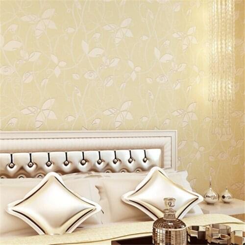 Beibehang mural Romantic Pastoral Fresh Style Leaf Non-woven 3D Wallpaper roll Floral Mural Papel de Parede TV Bedroom Wall