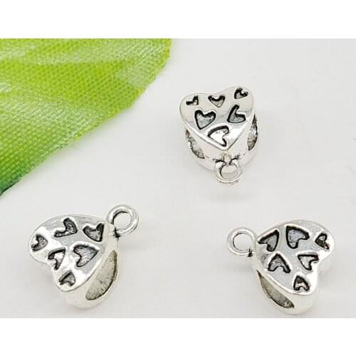 Free Ship 200Pcs Tibetan Silver Spacer Bail Beads Charms Pendant For Jewelry Making 11x9mm hole 5mm