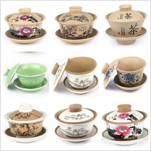 Large Size Sancai Bowl Teacup Ceramic Tea Bowl Tureen Set Anti-scald Cover Bowl Tea Maker Ru Kiln Tea Bowl Cup