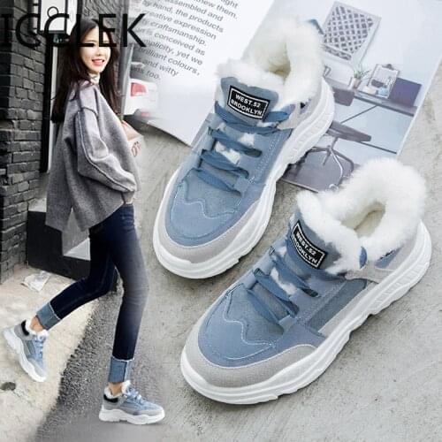 2020 Winter Warm Shoes Platform Woman Snow Boots Plush Female Casual Sneakers Faux Suede Leather Female Snowboots Warm Shoes Fur