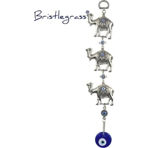 BRISTLEGRASS Turkish Blue Evil Eye 3-Camel Amulets Lucky Charm Car Wall Hanging Pendants Pendulum Blessing Protection Home Decor
