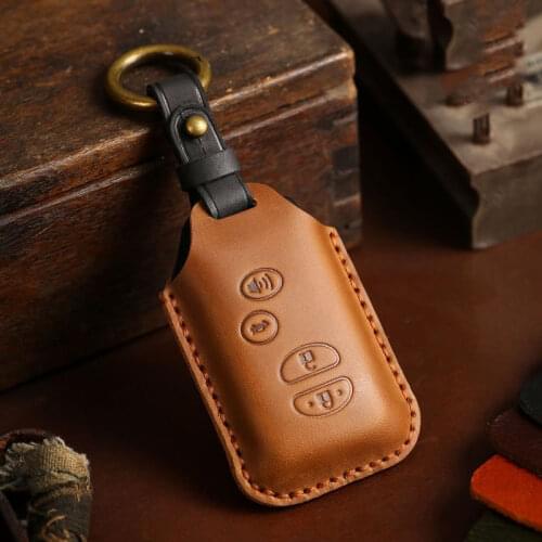 Genuine Leather Car key case for Toyota Land Cruiser 200 Prado150 120 Highlander Reiz Camry crown Auto metal Key Ring cases sets