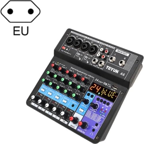 2021 New Digital Mini Microphone Sound Mixer Sound Card Karaoke Mixer Professional 6 Channel -Studio Mixing Console Amplifier