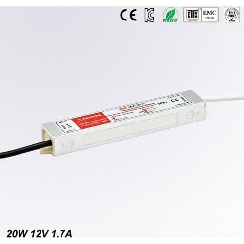DC 12V 20W 1.7A Waterproof IP67 Electronic LED Driver outdoor use power supply led strip transformers adapter,Free shipping