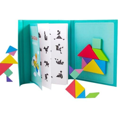 Kids Magnetic 3D Geometric Jigsaw Puzzle Tangram Game Early Educational Puzzle Toy