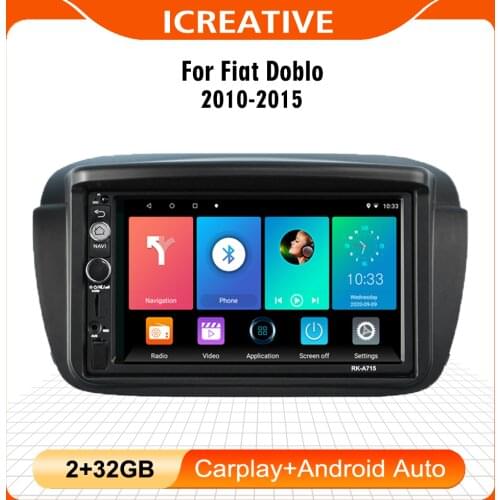 For Fiat Doblo 2010-2015 7 Inch 2 Din Car Multimedia Player Head Unit with Frame GPS Navigation Android Autoradio