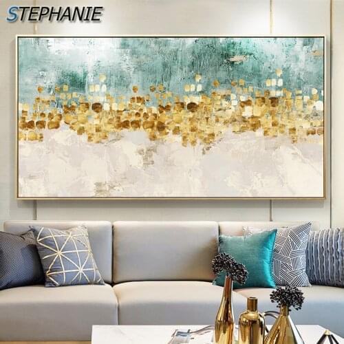 Minimalism Art Abstract Golden Coins Tree Posters Prints Blue Green Picutres Nordic fashion Decoration Wall Art Canvas Painting