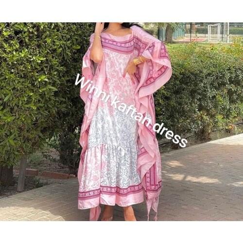 African Dresses For Women Traditional Oversize Cotton Floral Batwing Sleeve Maxi Dress Kuwait Ramadan Muslim Long Dresses