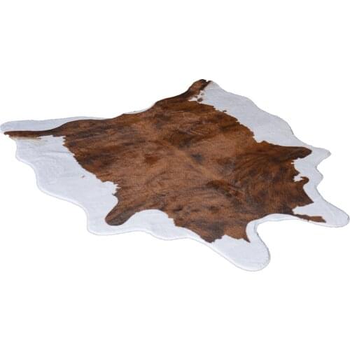Living room cowhide imitate carpet brown white irregular floor fur rug /mat for living room bedroom