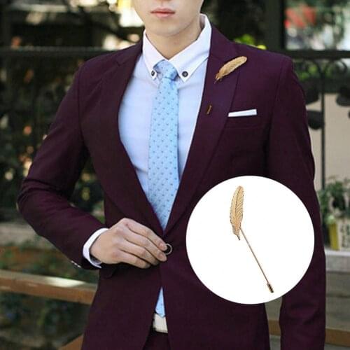 Hot Sales Brooch Elegant Decorative Vintage Men Feather Lapel Pin for Suit