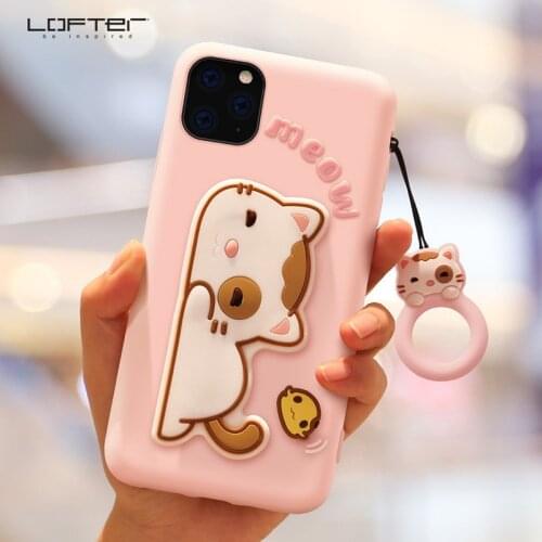 Lofter Cute Cartoon Case for IPhone 11 Pro/11 Pro Max/11 Silicone Soft Phone Cover Stand Shockproof Girls with Ring Holder Cord