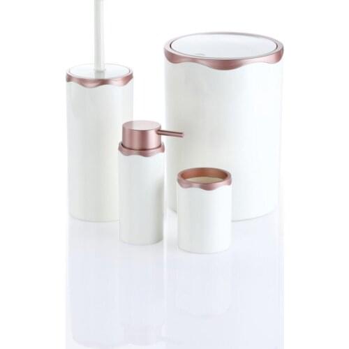 Bath Set 4 Pieces White Rose Decorative