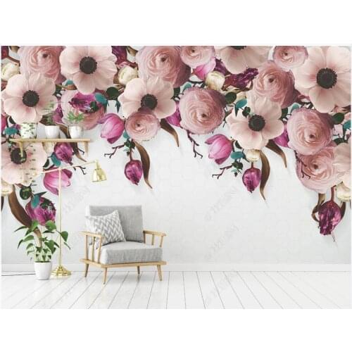 Wallpaper photo 3 d custom mural Modern hand painted rose flower vine home decor in the living room Wallpaper for walls in rolls